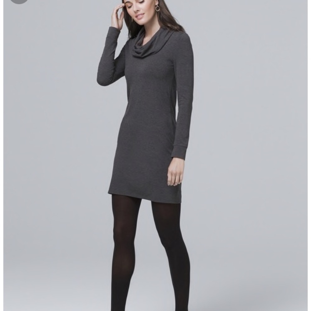 WHBM gray Cowell neck sweater dress